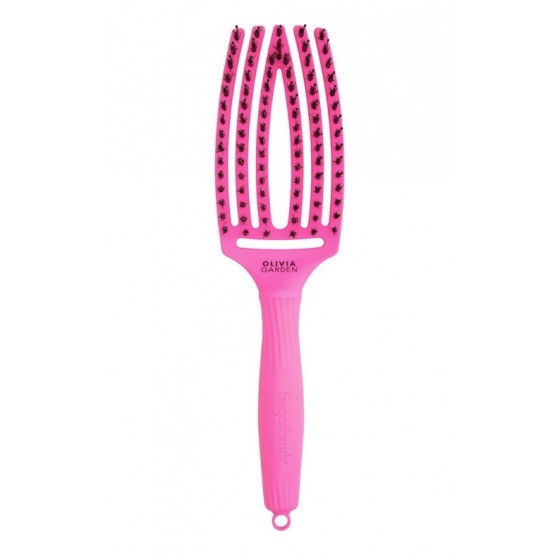 Olivia Garden Finger Brush Combo Medium  , Szczotka do Rozczesywania Włosów i Masażu, Włosie Dzika , Neon Pink