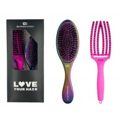 Zestaw szczotek Olivia Garden Love Your Hair Fingerbrush Combo i Aurora Violet z włosiem dzika do rozczesywania włosów