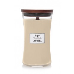 WoodWick Vanilla Bean duża świeca zapachowa z drewnianym knotem 610g