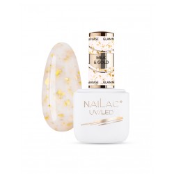 NAILAC 2w1 Baza kauczukowa z drobinkami Milk&Gold 7ml