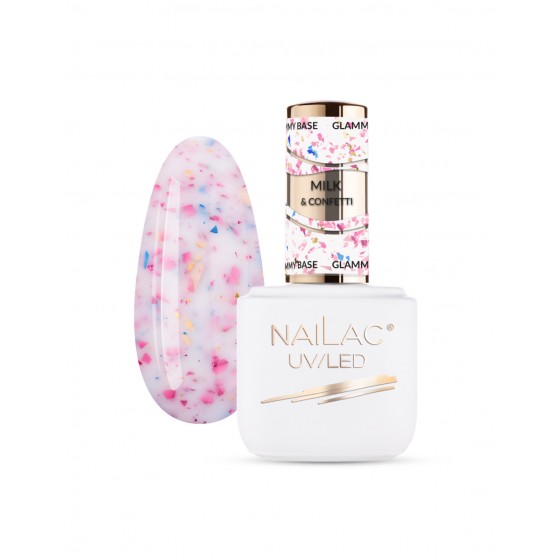 NAILAC BAZA KAUCZUKOWA GLAMMY BASE MILK&CONFETTI 7ML