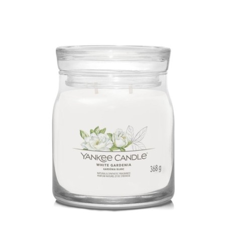 Yankee Candle Signature White Gardenia - średnia świeca z dwoma knotami 368g