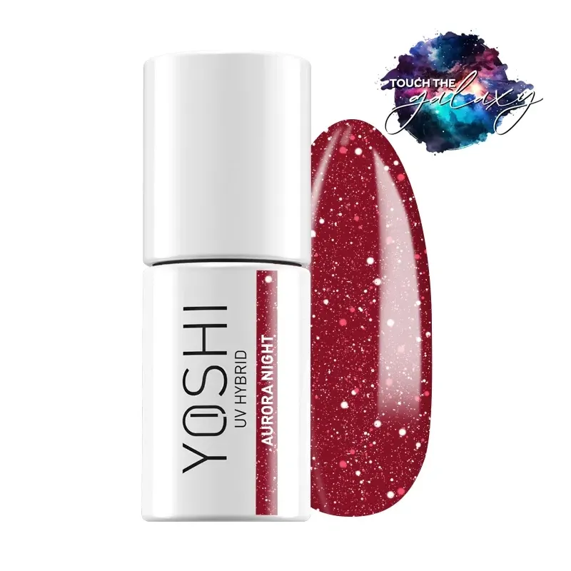 Yoshi Touch The Galaxy 525 Aurora Night Brokatowy lakier hybrydowy do paznokci 6ml Yoshi Touch The Galaxy 525 Aurora Night Brokatowy lakier hybrydowy do paznokci 6ml