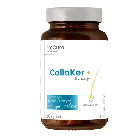 Pro cure Tricholine Colaker + Cu Synergy Kolagen Rybi Hydrolizat Keratyny 60Kaps