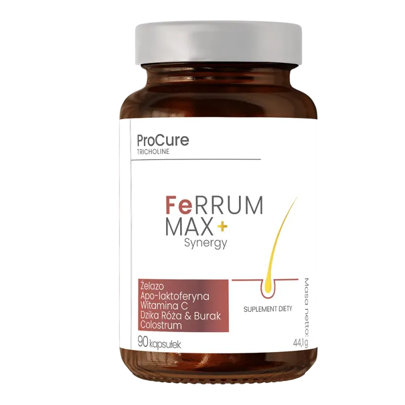 PRO CURE Tricholine FeRRUM MAX+ Synergy Suplement diety 90 kapsułek PRO CURE Tricholine FeRRUM MAX+ Synergy Suplement diety 90 kapsułek