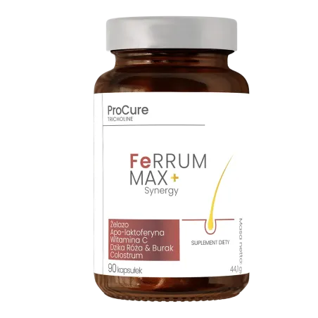 PRO CURE Tricholine FeRRUM MAX+ Synergy Suplement diety 90 kapsułek