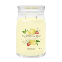 Yankee Candle Signature Large Iced Berry Lemonade, Duża Świeca Sojowa z Dwoma Knotami, 567g