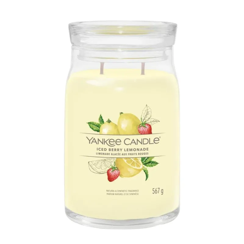 Yankee Candle Signature Large Iced Berry Lemonade, Duża Świeca Sojowa z Dwoma Knotami, 567g Yankee Candle Signature Large Iced Berry Lemonade, Duża Świeca Sojowa z Dwoma Knotami, 567g