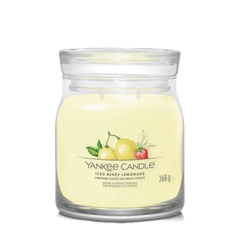 Yankee Candle Signature Medium Iced Berry Lemonade, Średnia Świeca Sojowa z Dwoma Knotami, 368g Yankee Candle Signature Medium Iced Berry Lemonade, Średnia Świeca Sojowa z Dwoma Knotami, 368g