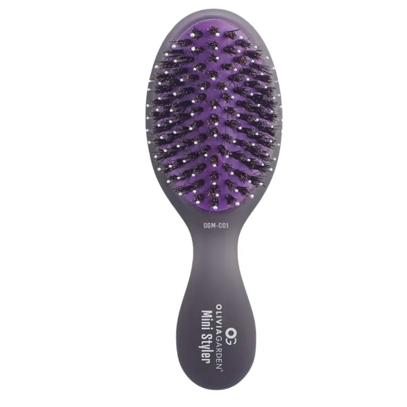 Olivia Garden Mini Styler Black OGM-C01 szczotka do włosów z nylonowymi włóknami i włosiem dzika Olivia Garden Mini Styler Black OGM-C01 szczotka do włosów z nylonowymi włóknami i włosiem dzika