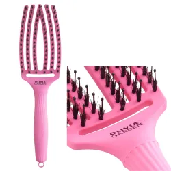 Olivia Garden Finger Brush Combo Medium , Szczotka do Rozczesywania Włosów i Masażu, Bubble Pink Włosie Dzika