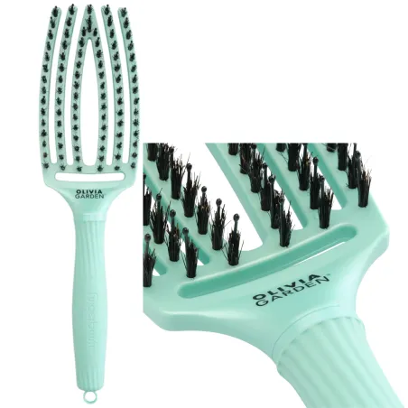 Olivia Garden Finger Brush Combo Medium , Szczotka do Rozczesywania Włosów i Masażu, Arctic Teal Włosie Dzika