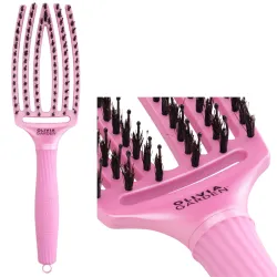 Olivia Garden Finger Brush Combo Medium , Szczotka do Rozczesywania Włosów i Masażu, Celestial Pink Włosie Dzika