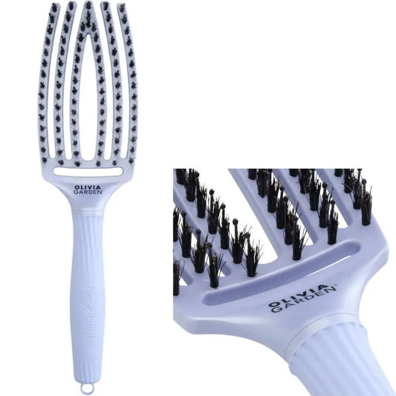 Olivia Garden Finger Brush Combo Medium , Szczotka do Rozczesywania Włosów i Masażu, Polar Blue Włosie Dzika