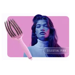 Olivia Garden Finger Brush Combo Medium , Szczotka do Rozczesywania Włosów i Masażu, Celestial Pink Włosie Dzika