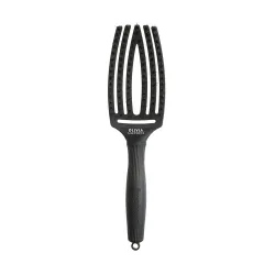 Olivia Garden Fingerbrush Care Iconic Boar&Nylon Full Black M, Szczotka do Rozczesywania Włosów i Masażu, Włosie Dzika