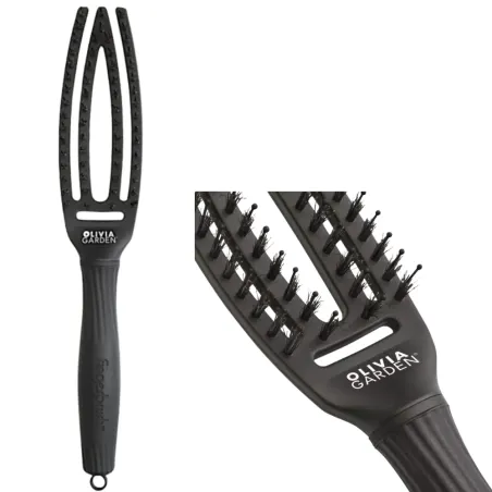 Olivia Garden Fingerbrush Combo Full Black Small, Szczotka do Rozplątywania Włosów z Włosiem Dzika