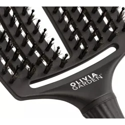 Olivia Garden Fingerbrush Care Iconic Boar&Nylon Full Black L, Szczotka do Rozczesywania Włosów, Włosie Dzika, Duża