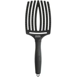Olivia Garden Fingerbrush Care Iconic Boar&Nylon Full Black L, Szczotka do Rozczesywania Włosów, Włosie Dzika, Duża