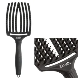 Olivia Garden Fingerbrush Care Iconic Boar&Nylon Full Black L, Szczotka do Rozczesywania Włosów, Włosie Dzika, Duża