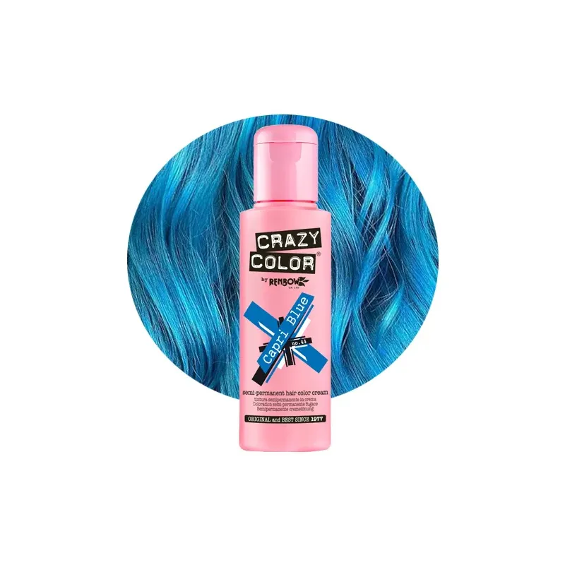 CRAZY COLOR Krem do koloryzacji włosów No 44 Capri Blue Niebieski 100ml CRAZY COLOR Krem do koloryzacji włosów No 44 Capri Blue Niebieski 100ml