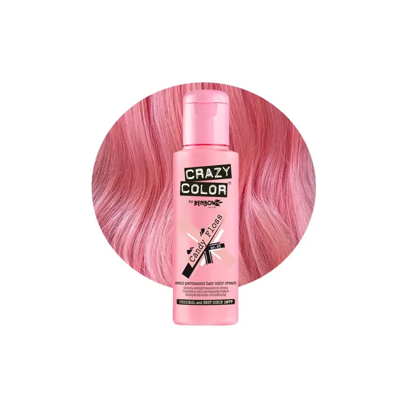 CRAZY COLOR Krem do koloryzacji włosów No 65 Candy Floss różowa wata cukrowa 100ml CRAZY COLOR Krem do koloryzacji włosów No 65 Candy Floss różowa wata cukrowa 100ml