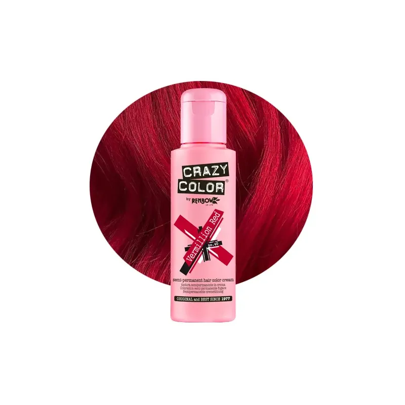 Crazy Color Trwała Koloryzacja toner 40 Vermillon Red/cynobrowa czerwień niebieski 100ml Crazy Color Trwała Koloryzacja toner 40 Vermillon Red/cynobrowa czerwień niebieski 100ml