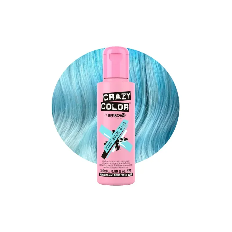 CRAZY COLOR Krem do koloryzacji włosów No 63 Bubblegum Blue 100ml CRAZY COLOR Krem do koloryzacji włosów No 63 Bubblegum Blue 100ml