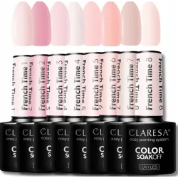 CLARESA FRENCH TIME PEŁNA KOLEKCJA LAKIERÓW HYBRYDOWYCH 8szt