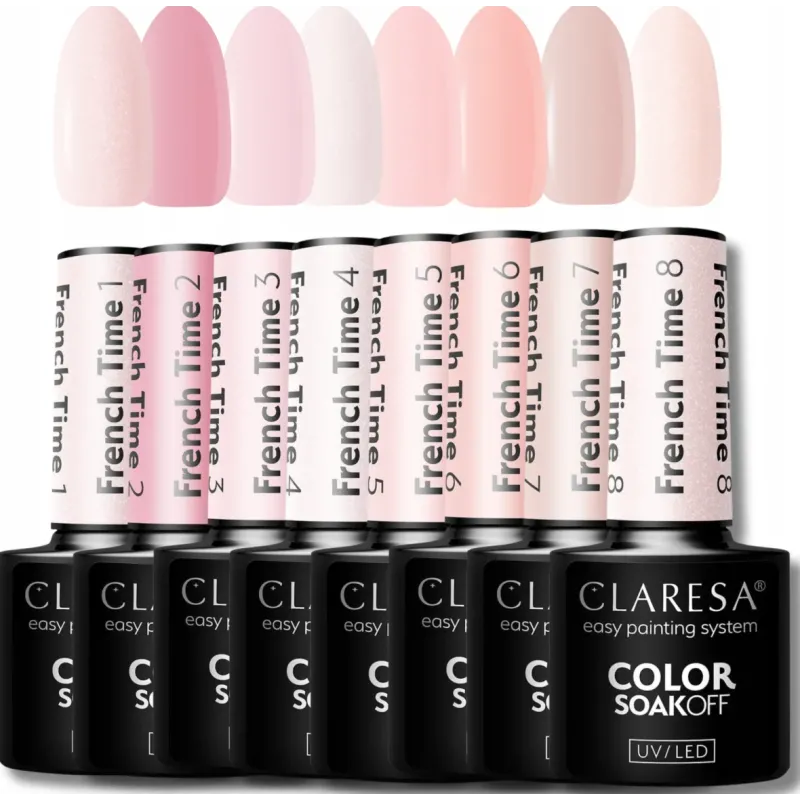 CLARESA FRENCH TIME PEŁNA KOLEKCJA LAKIERÓW HYBRYDOWYCH 8szt CLARESA FRENCH TIME PEŁNA KOLEKCJA LAKIERÓW HYBRYDOWYCH 8szt