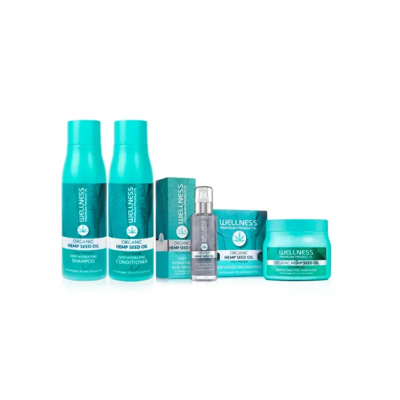 WELLNESS PREMIUM PRODUCTS zestaw głęboko nawilżający (szampon 500ml, odżywka 500ml, serum 100ml, maska 500ml + 4 ampułki GRATIS) WELLNESS PREMIUM PRODUCTS zestaw głęboko nawilżający (szampon 500ml, odżywka 500ml, serum 100ml, maska 500ml + 4 ampułki GRATIS)