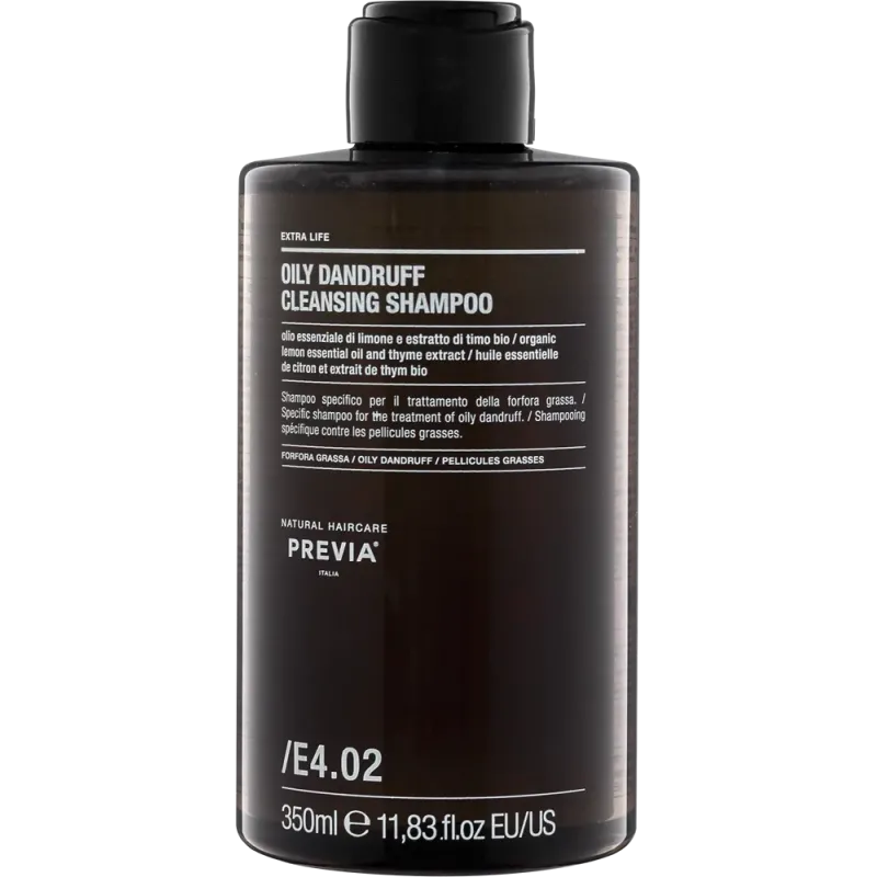PREVIA EXTRA LIFE OILY DANDRUFF CLEANSING SHAMPOO E4.02 – Szampon oczyszczający do włosów z łupieżem tłustym 350 ml PREVIA EXTRA LIFE OILY DANDRUFF CLEANSING SHAMPOO E4.02 – Szampon oczyszczający do włosów z łupieżem tłustym 350 ml