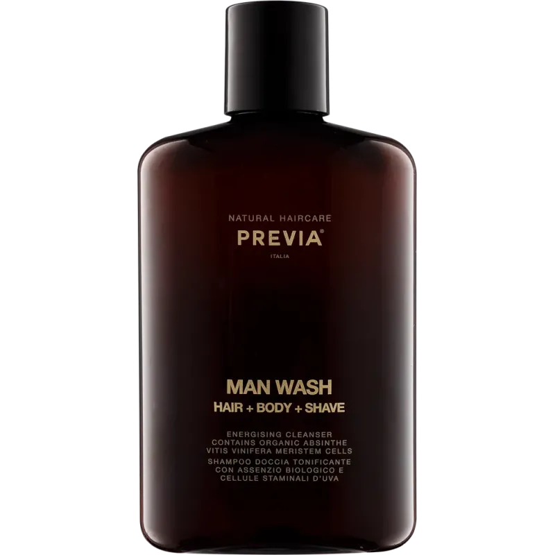 PREVIA MAN WASH ENERGISING CLEANSER HAIR + BODY + SHAVE – Żel pod prysznic 3in1, 250 ml PREVIA MAN WASH ENERGISING CLEANSER HAIR + BODY + SHAVE – Żel pod prysznic 3in1, 250 ml