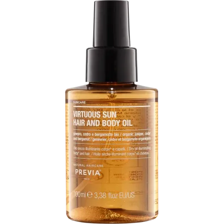 PREVIA SUNCARE VIRTUOUS SUN HAIR AND BODY OIL – Olejek nabłyszczający do włosów i ciała 100 ml