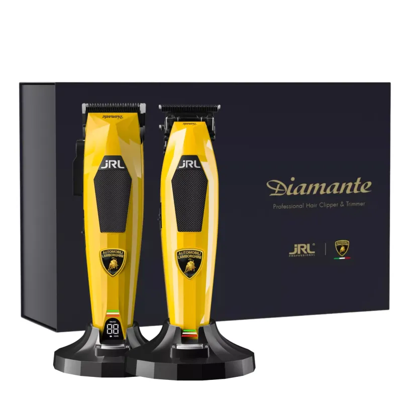JRL Lamborghini Diamante 2025C żółta bezprzewodowa maszynka + Diamante 2025T żółty bezprzewodowy trymer +2 stacje ładujące JRL Lamborghini Diamante 2025C żółta bezprzewodowa maszynka + Diamante 2025T żółty bezprzewodowy trymer +2 stacje ładujące