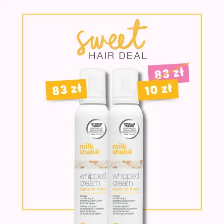 SWEET DEAL Zestaw 2 x Milk Shake Make My Day Whipped Cream Leave-in Foam, Kremowa Odżywka Wzmacniająca Włosy w Piance 200ml