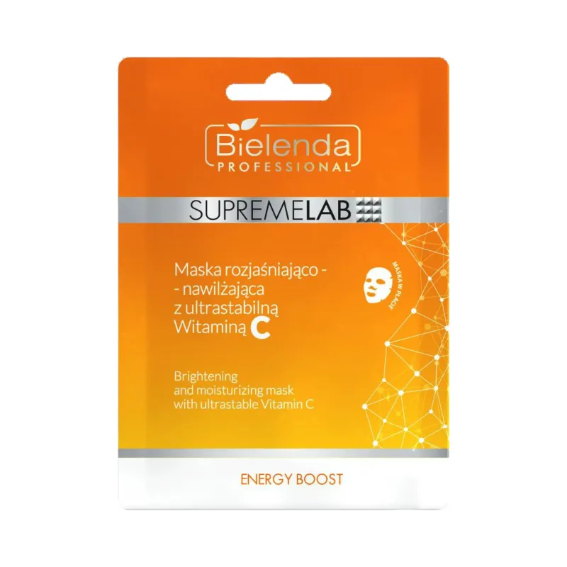 Bielenda Professional ENERGY BOOST maska rozjaśniająco-nawilżająca z witaminą C (1 płat)