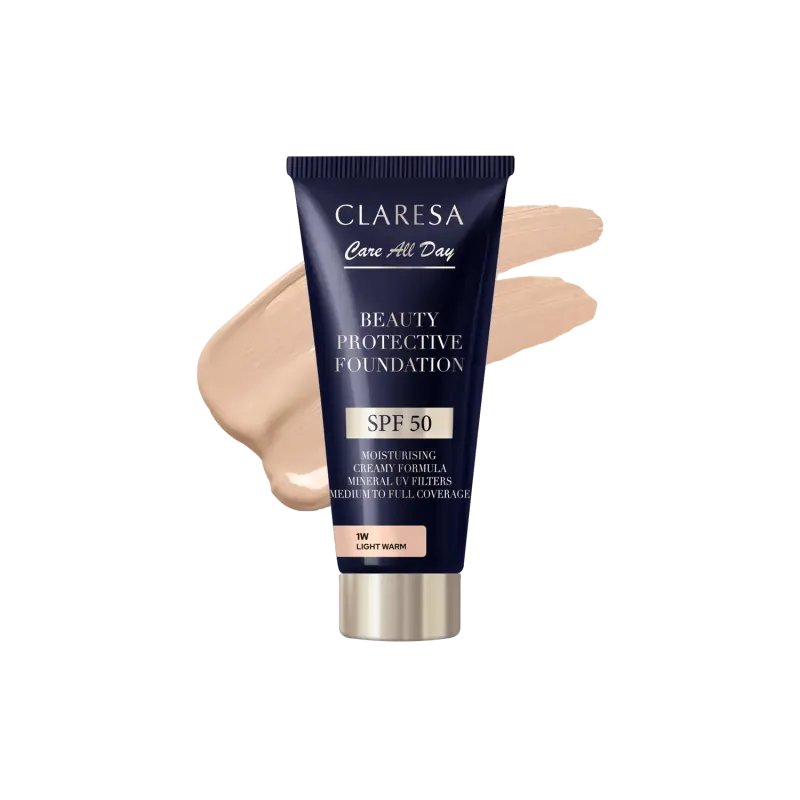 Claresa CARE ALL DAY Nawilżający podkład z filtrem SPF 50 30ml, 1W Light Warm