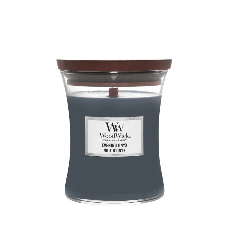 WOODWICK Świeca ozdobna średnia EVENING ONYX z Drewnianym Knotem 275g