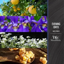 WOODWICK Świeca ozdobna średnia EVENING ONYX z Drewnianym Knotem 275g