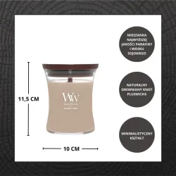 WOODWICK Świeca ozdobna średnia PATCHOULI CREME z Drewnianym Knotem 275g