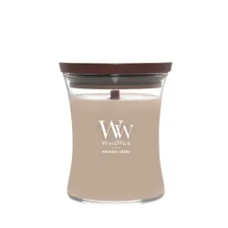 WOODWICK Świeca ozdobna średnia PATCHOULI CREME z Drewnianym Knotem 275g