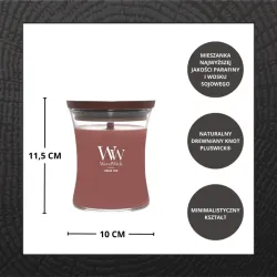 WOODWICK Świeca ozdobna średnia ROUGE OUD z Drewnianym Knotem 275g
