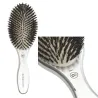 Szczotka Olivia Garden Expert Care Oval z włosiem dzika do rozczesywania włosów srebrna