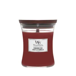 WoodWick Cinnamon Chai Średnia Świeca Zapachowa z Drewnianym Knotem 275g