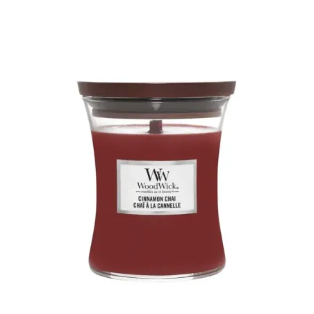 WoodWick Cinnamon Chai Średnia Świeca Zapachowa z Drewnianym Knotem 275g