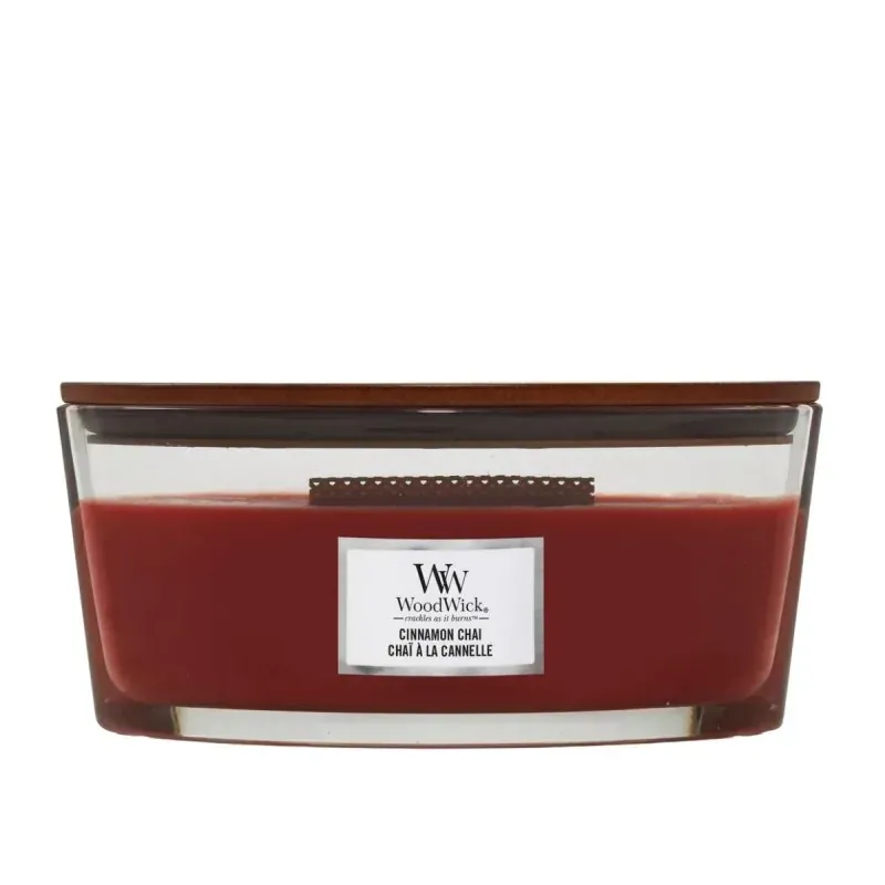 WoodWick Cinnamon Chai Elipsa Świeca Ozdobna z Drewnianym Knotem 453,6g