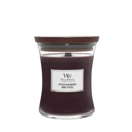 WoodWick Spiced Blackberry Średnia Świeca Zapachowa z Drewnianym Knotem  275g