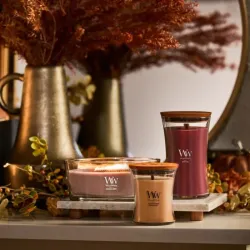 WoodWick Elipsa Patchouli Crème Świeca Zapachowa Ozdobna z Drewnianym Knotem 453,5g