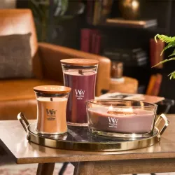 WoodWick Elipsa Patchouli Crème Świeca Zapachowa Ozdobna z Drewnianym Knotem 453,5g